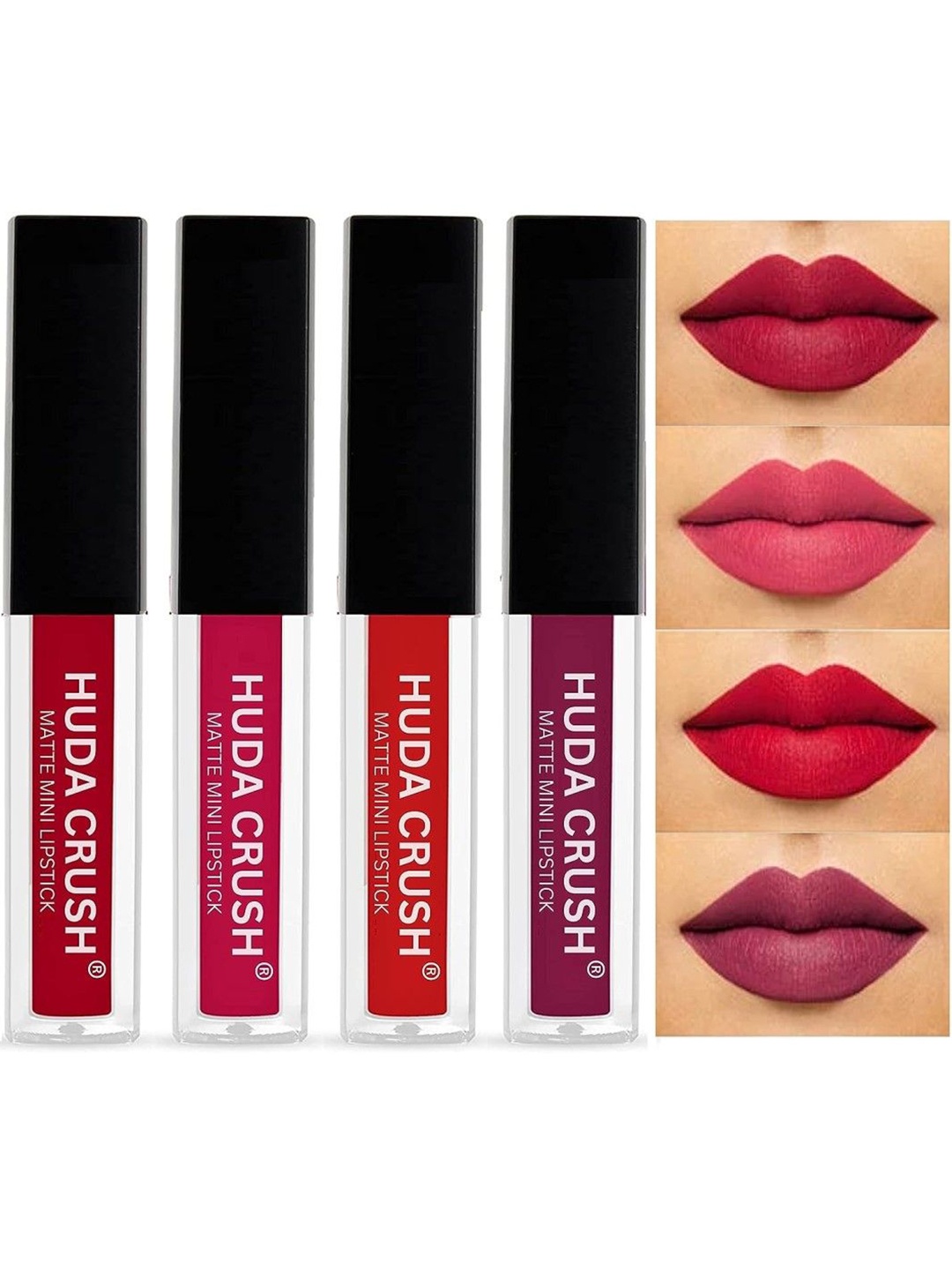 

Huda crush Set Of 4 Waterproof Matte Mini Liquid Lipstick, Red