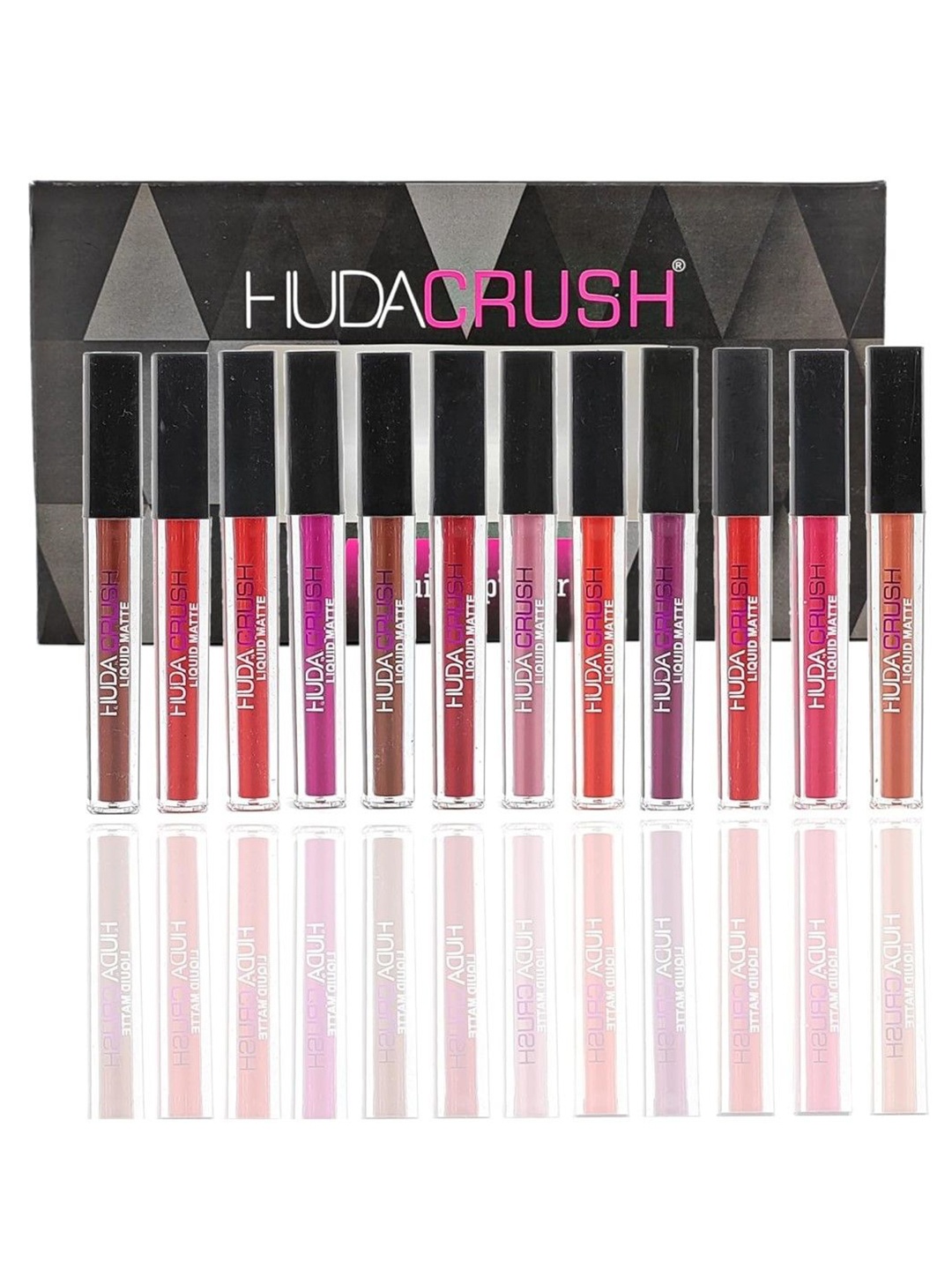 

Huda crush Set Of 12 Waterproof Long Lasting Matte Liquid Lipstick, Brown