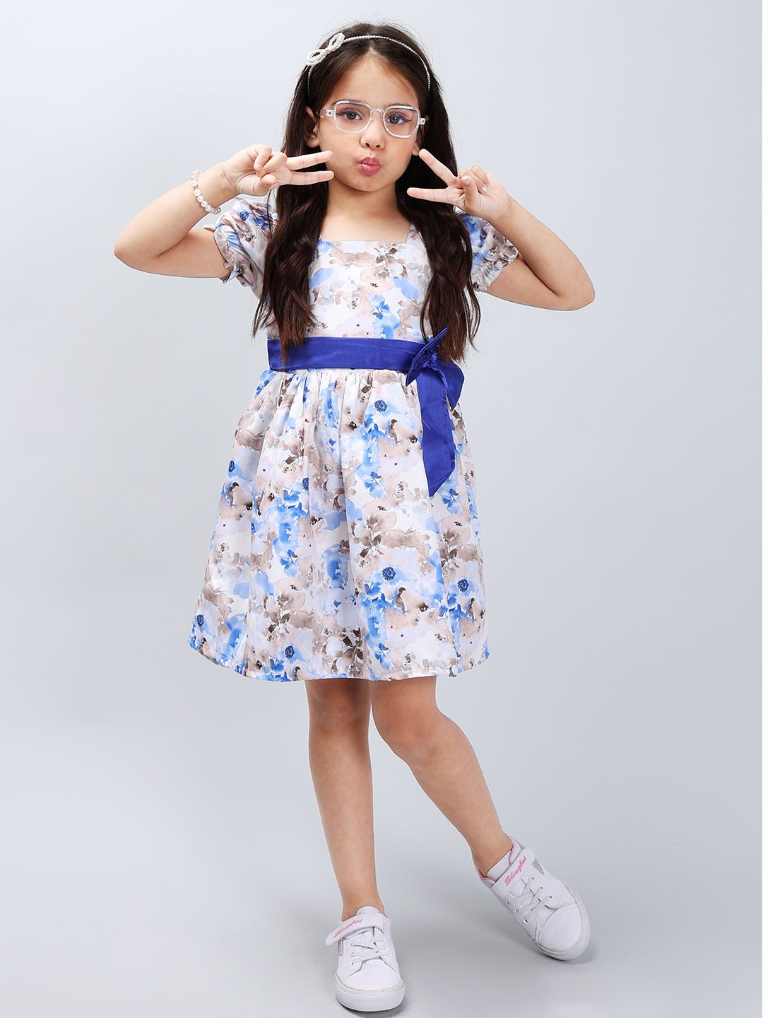 

PINK MERMAID Girls Print A-Line Dress, Blue