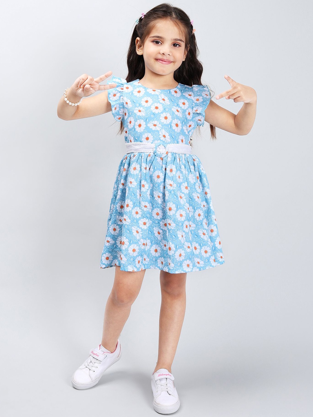 

PINK MERMAID Girls Print A-Line Dress, Blue
