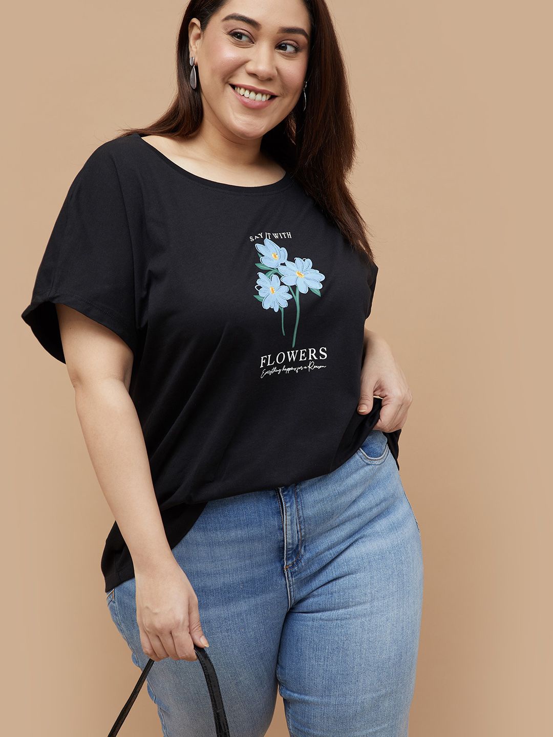 Nexus by Lifestyle Women Regular Sleeves Cotton Top, Black