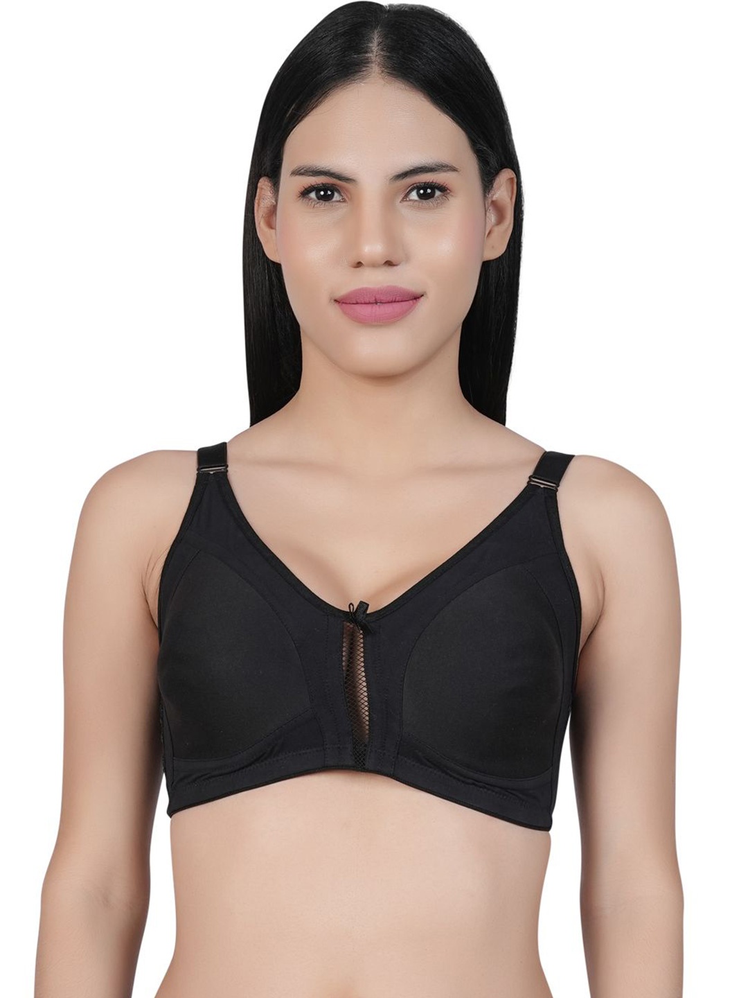Eve's Beauty Women Cotton Full Coverage Bra, Black