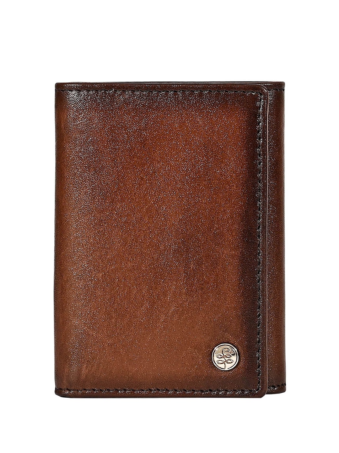 

Eske Men Textured Leather Three Fold Wallet, Brown
