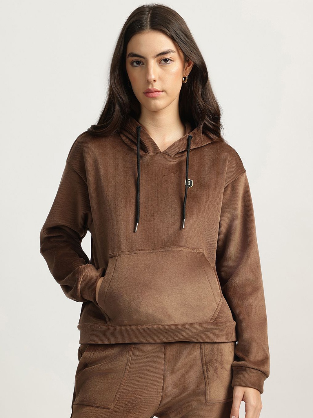 

Iconic Women Hooded Long Sleeves Sweatshirt, Brown
