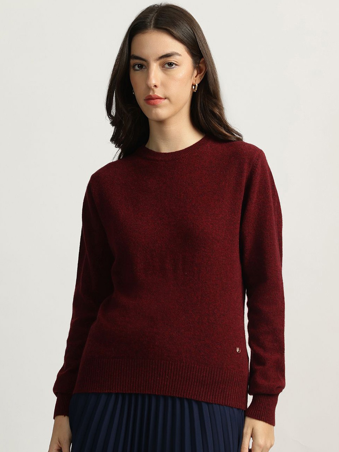 Iconic Women Woollen Pullover Sweaters, Burgundy