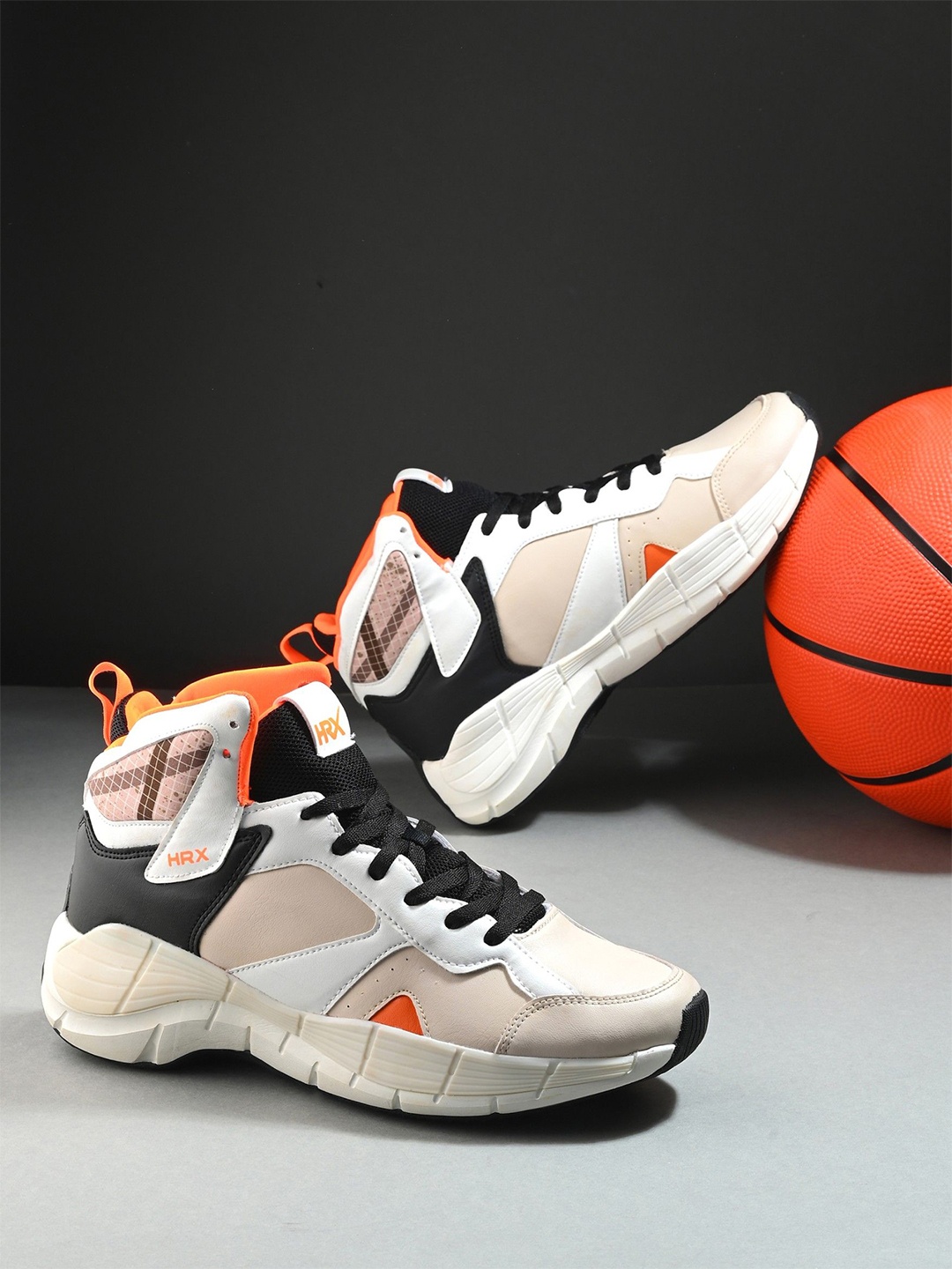 

HRX by Hrithik Roshan Men Basketball Non-Marking Shoes, Beige