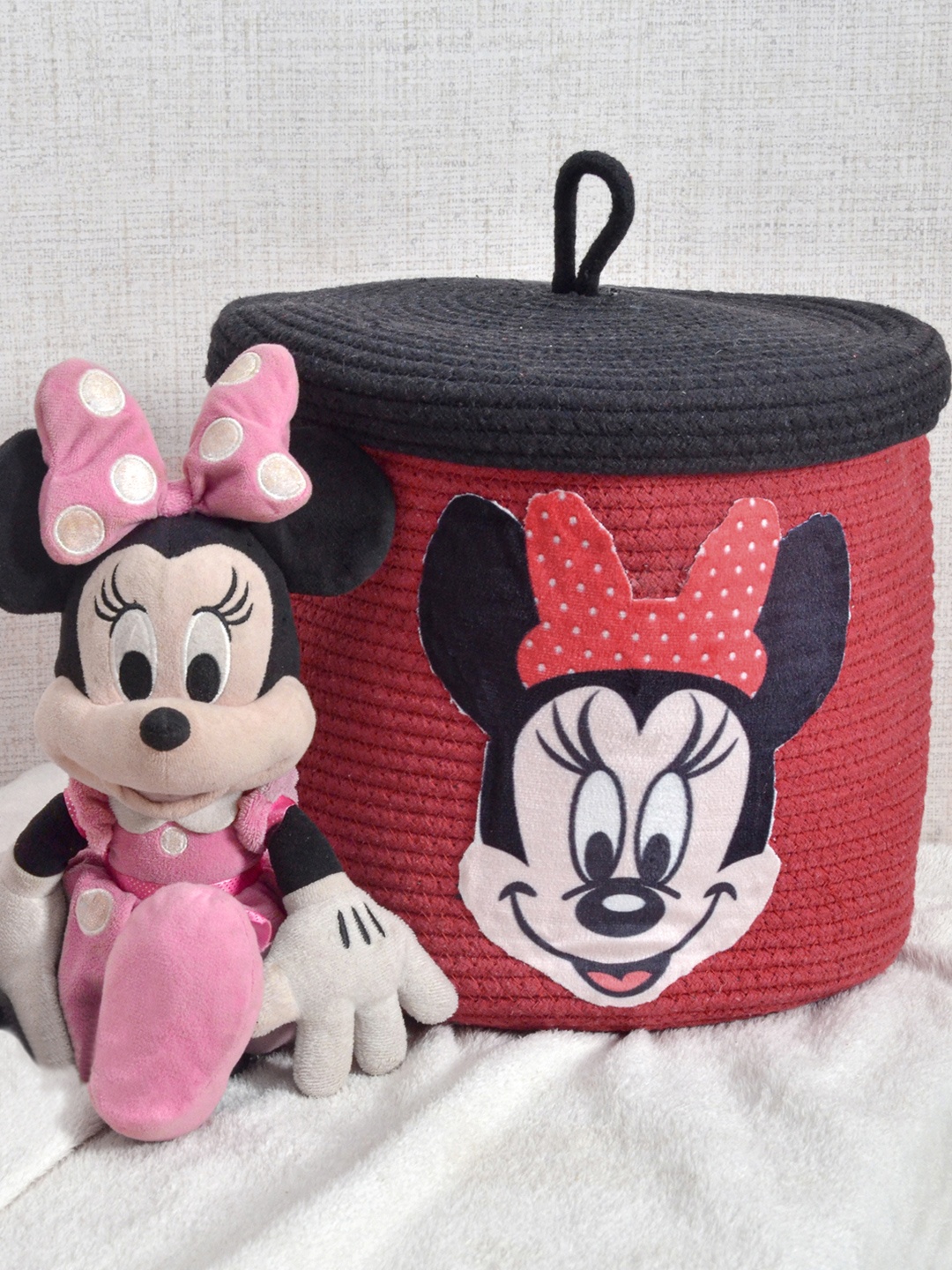 

FABINALIV Red & Black Mickey Printed Reusable Multi Utility Organiser With Lid