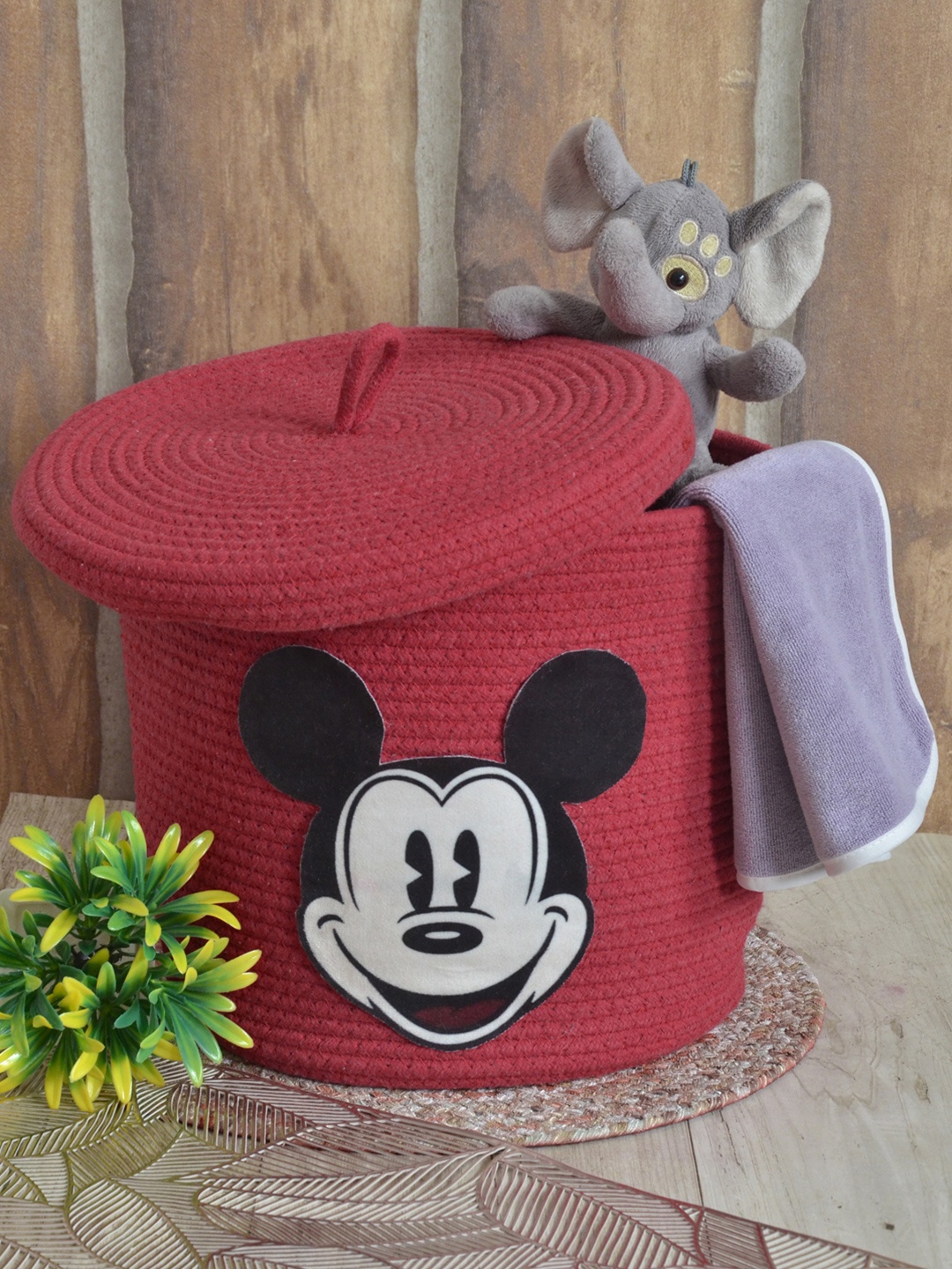 

FABINALIV Red & Black Mickey Printed Reusable Multi Utility Organiser With Lid