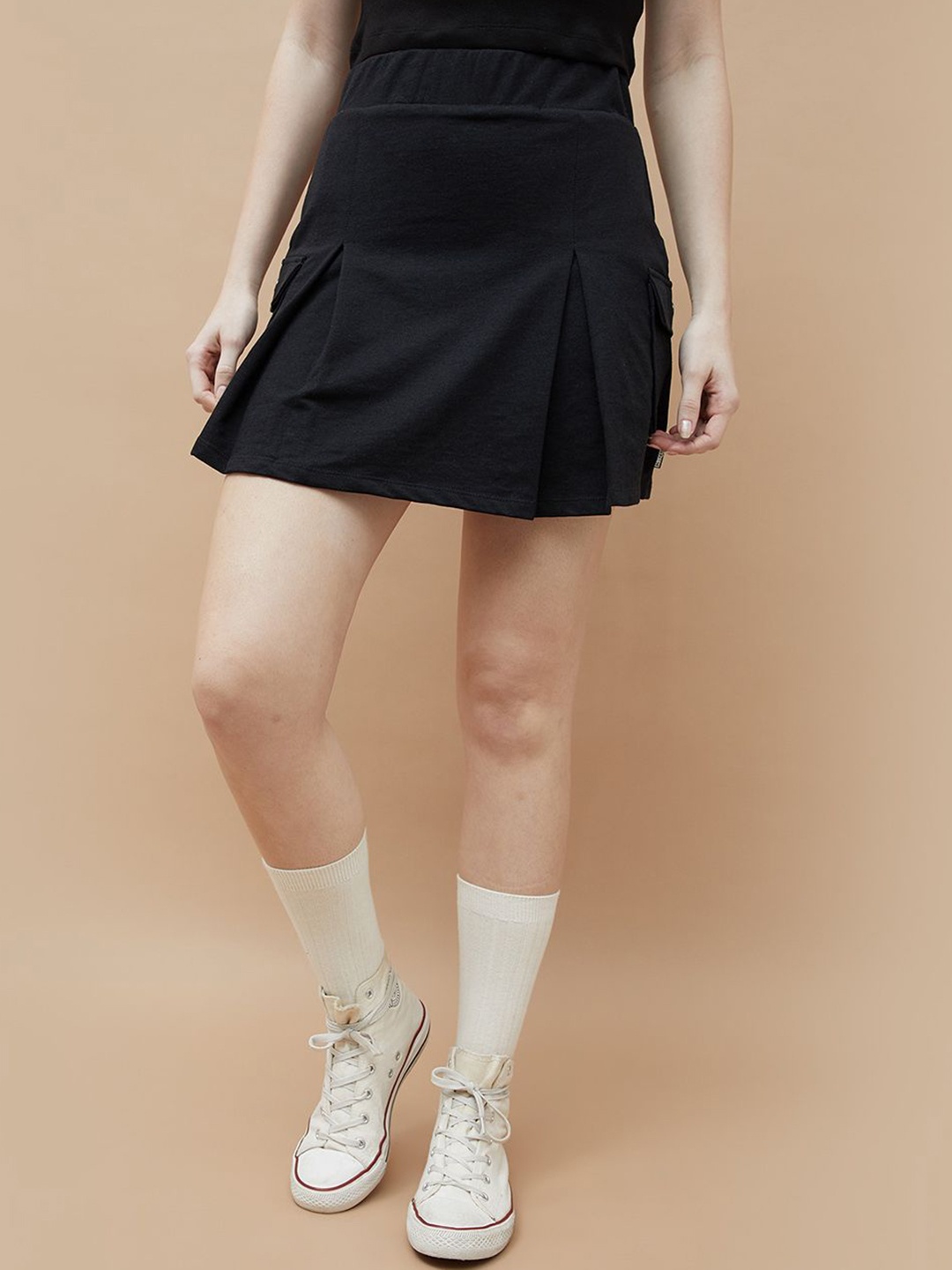 

Kappa Women Pure Cotton A-Line Mini Skirts, Black