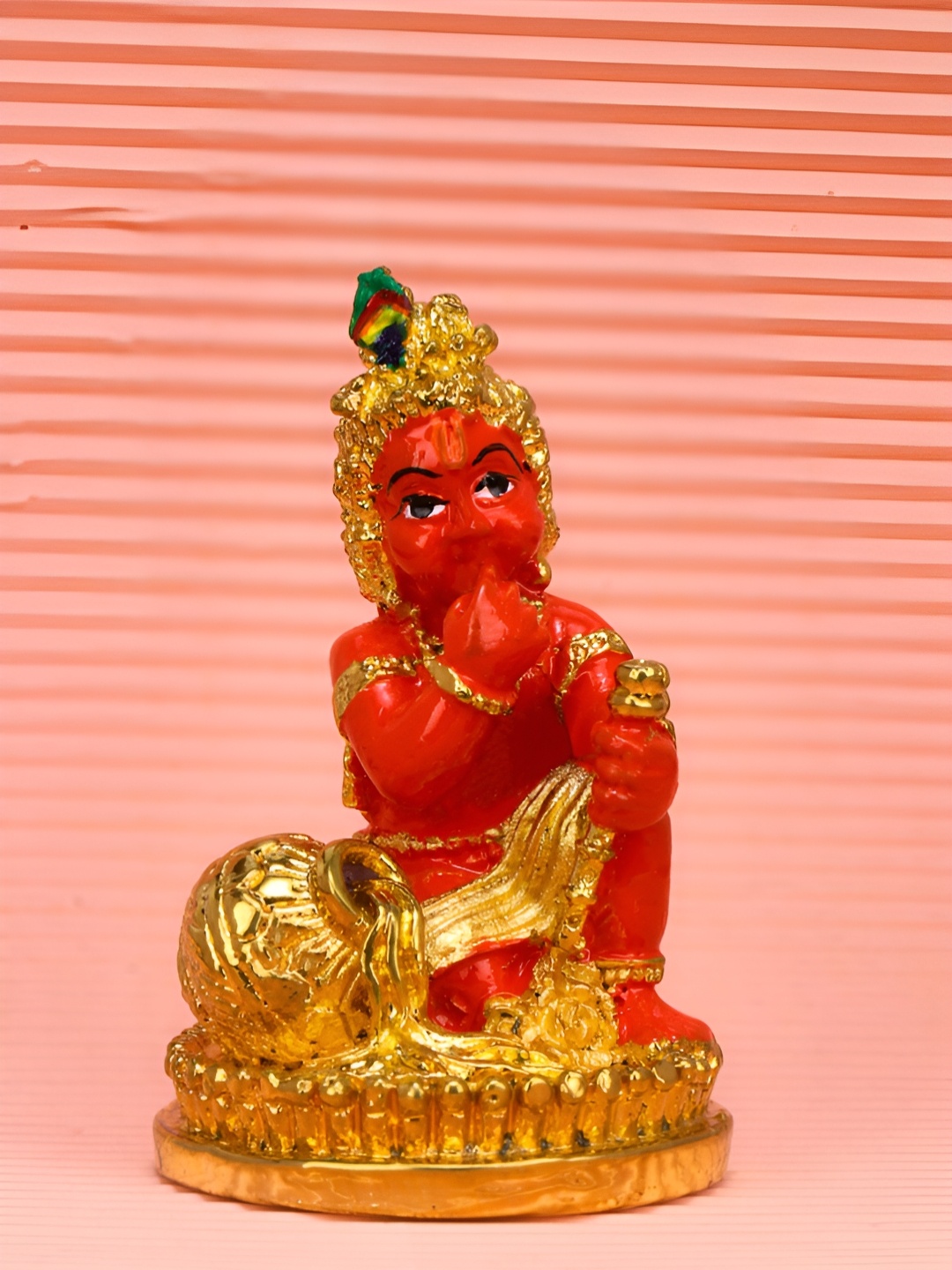 

Funku Fashion Red & Gold Toned Lord Krishna Idol Showpiece