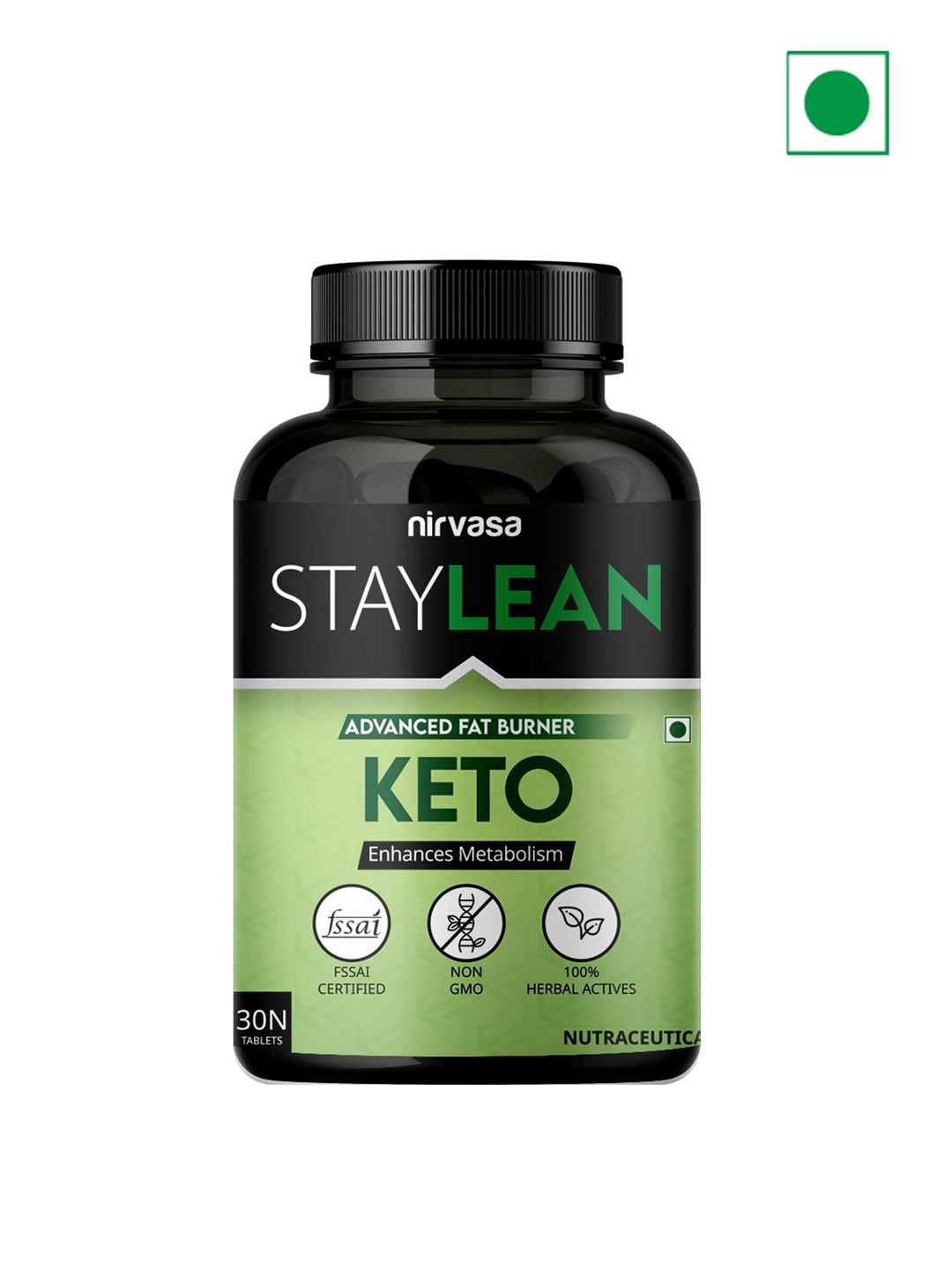 

Nirvasa Staylean Advanced Fat Burner Keto Tablets - 60 Tablets, Black