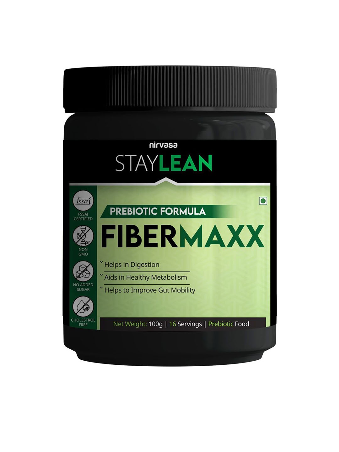 

Nirvasa Staylean Fibermaxx Powder Potent Prebiotic Formula- 100 g, Black