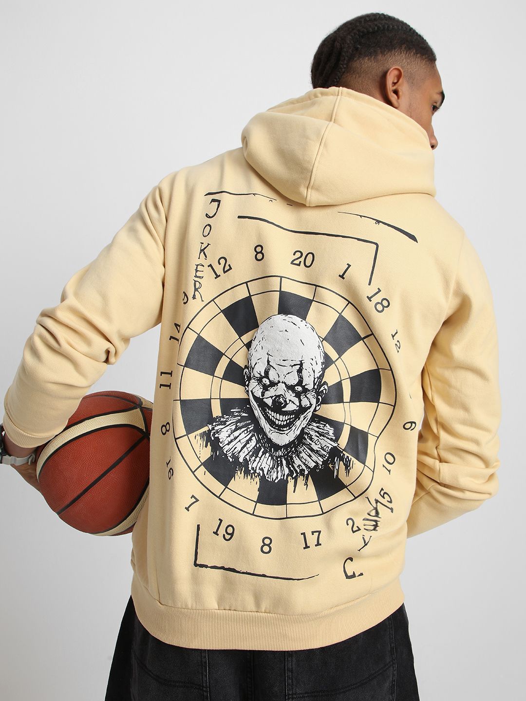 

VEIRDO Men Printed Hooded Sweatshirt, Beige