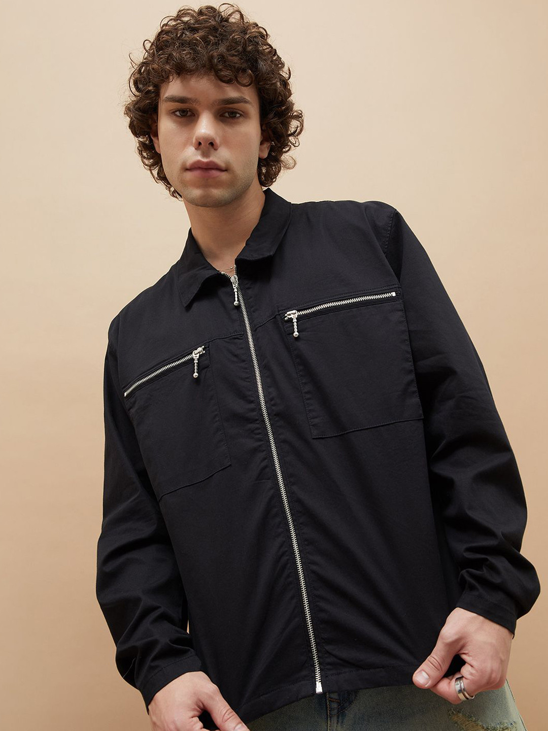

Forca Men Spread Collar Solid Casual Tailored Jacket, Black
