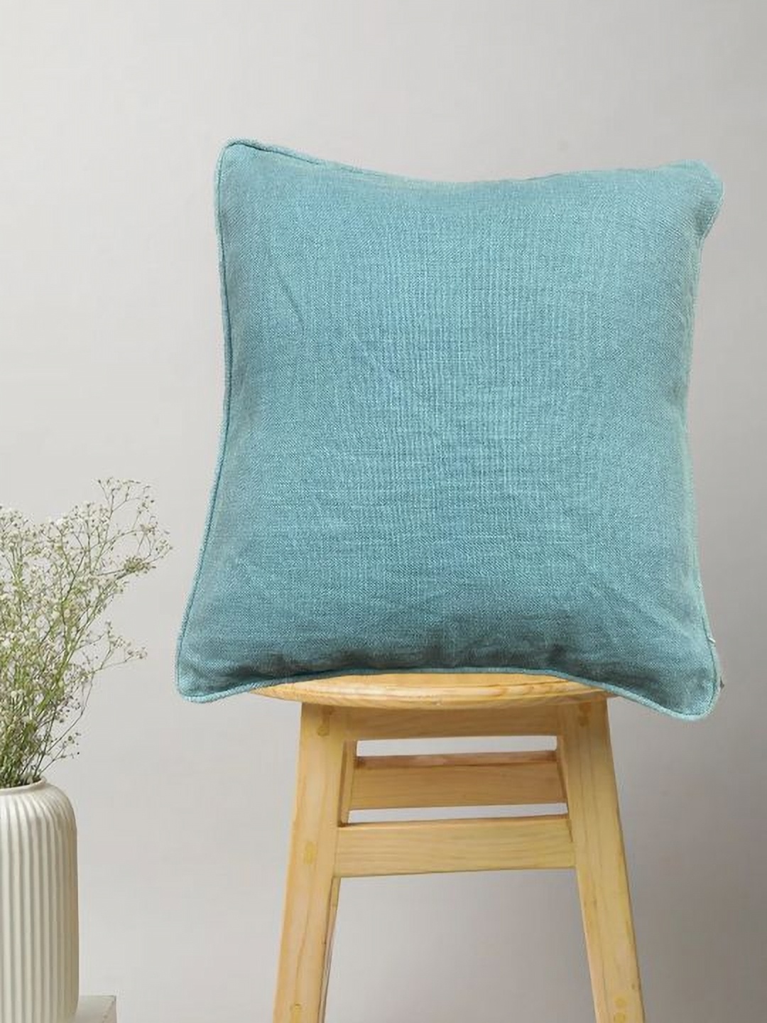 SAJAVAT Turquoise Blue Cotton Square Cushion Cover