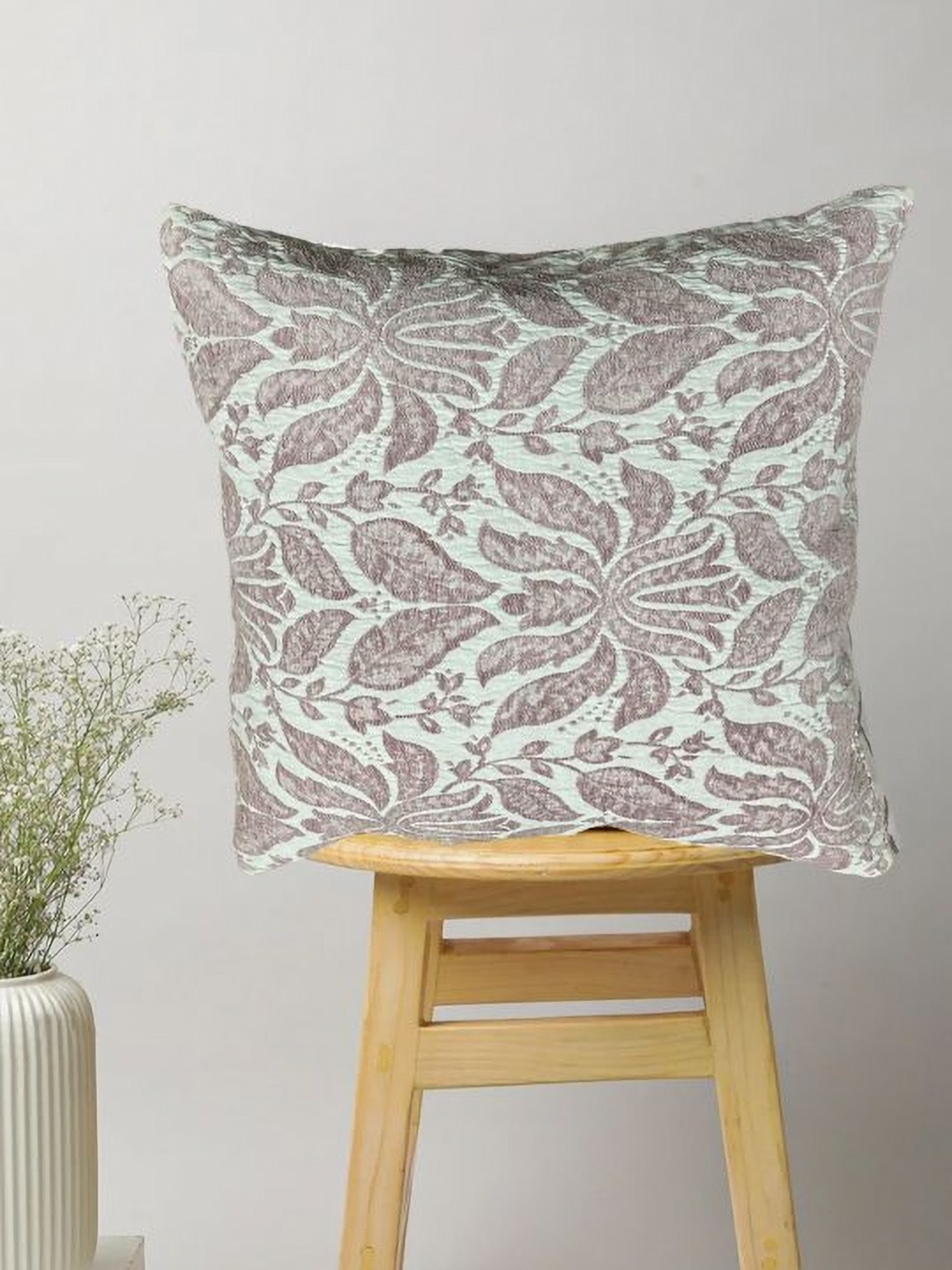 

SAJAVAT Cream-Coloured Embroidered Cotton Square Cushion Cover