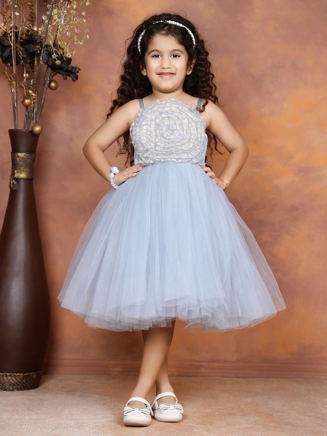 

Toy Balloon kids Girls Embellished Fit & Flare Dress, Grey