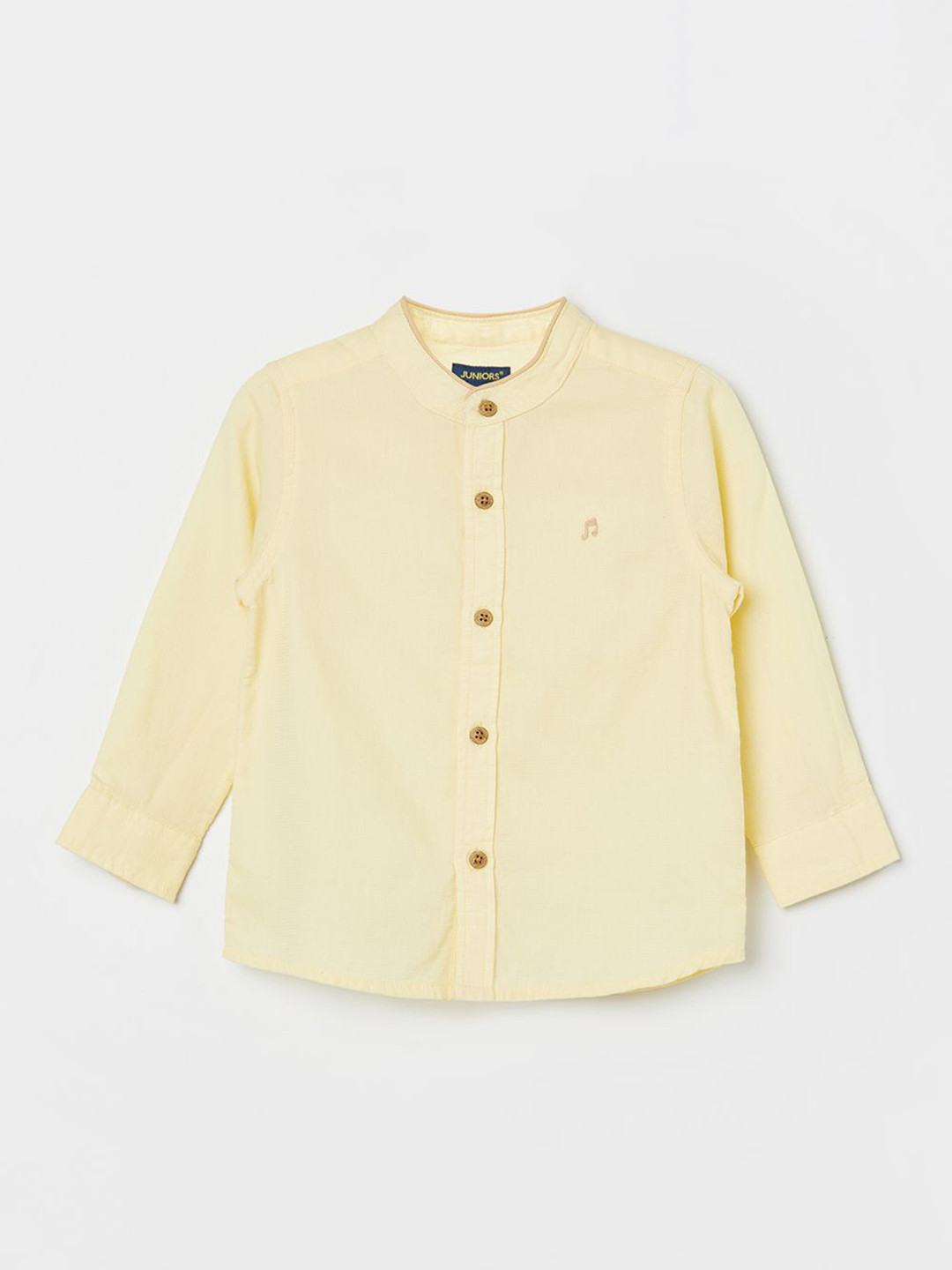 

Juniors by Lifestyle Boys Mandarin Collar Textured Cotton Casual Shirt, Yellow