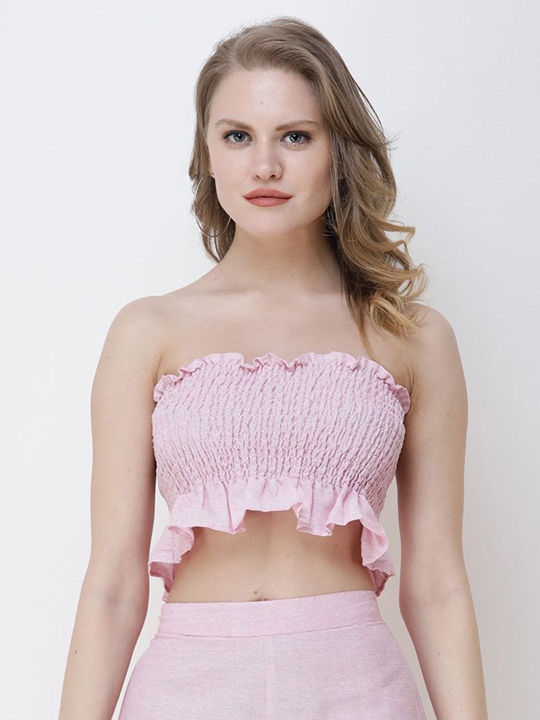 BAESD Women Tube Crop Top, Pink