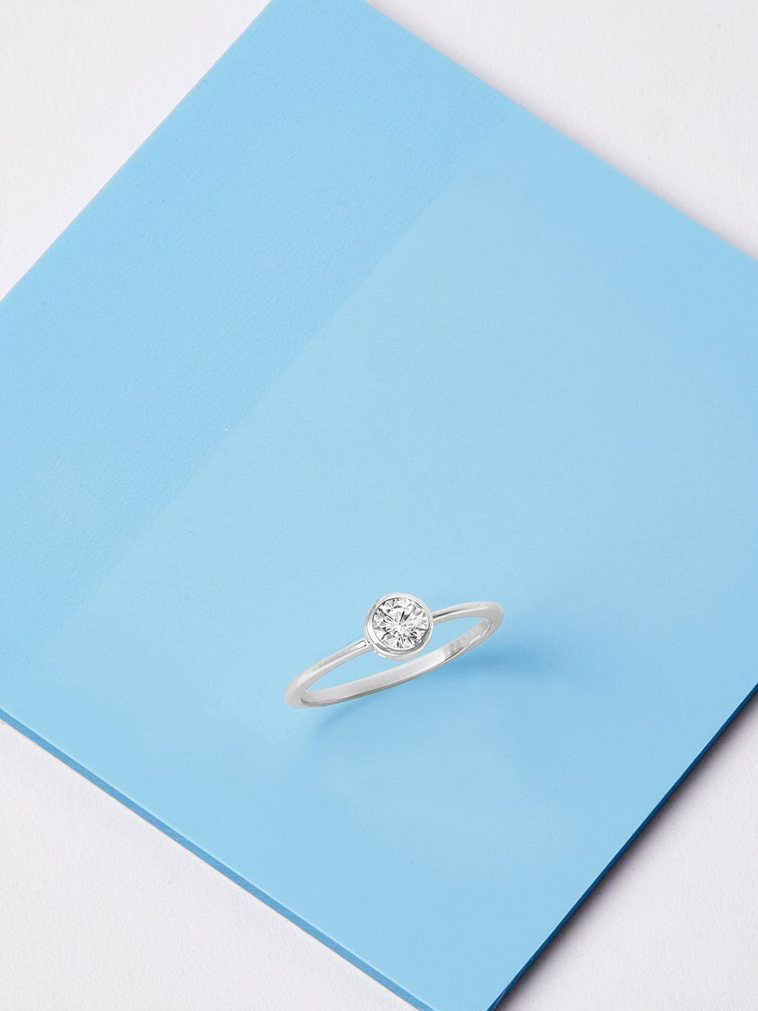 

Mia by Tanishq 92.5 Sterling Silver-Plated Cubic Zirconia Dainty Classic Finger Ring