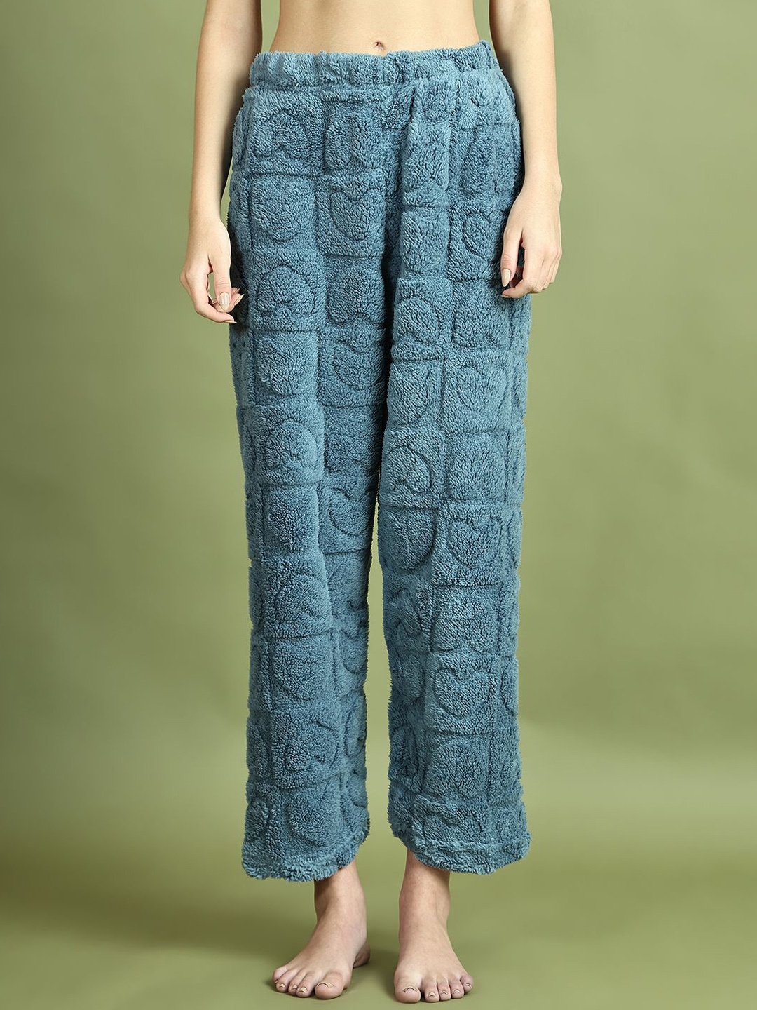 

TAG 7 Women Self Design Lounge Pants, Blue