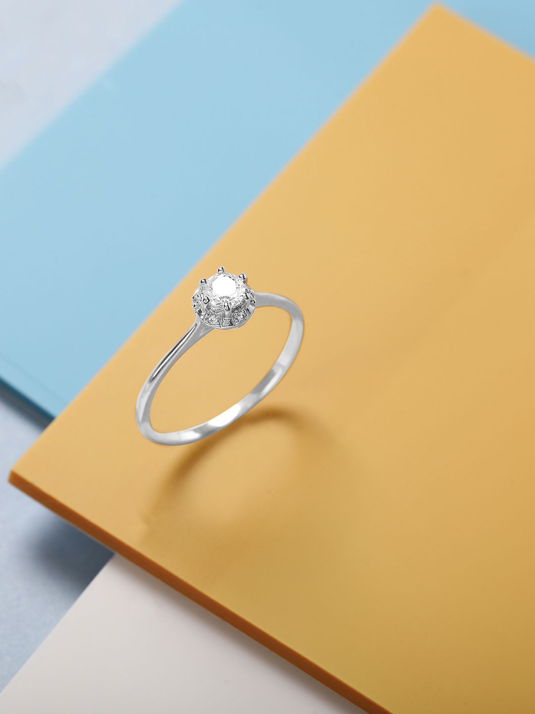 

Mia by Tanishq 92.5 Sterling Silver-Plated Cubic Zirconia Bright Classic Finger Ring