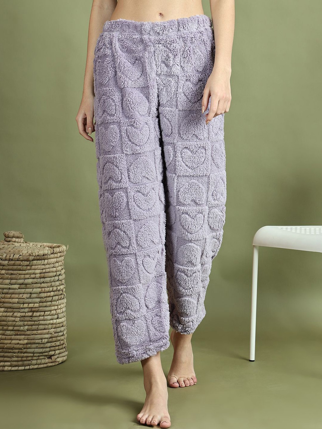 

TAG 7 Women Self Design Mid-Rise Lounge Pants, Lavender