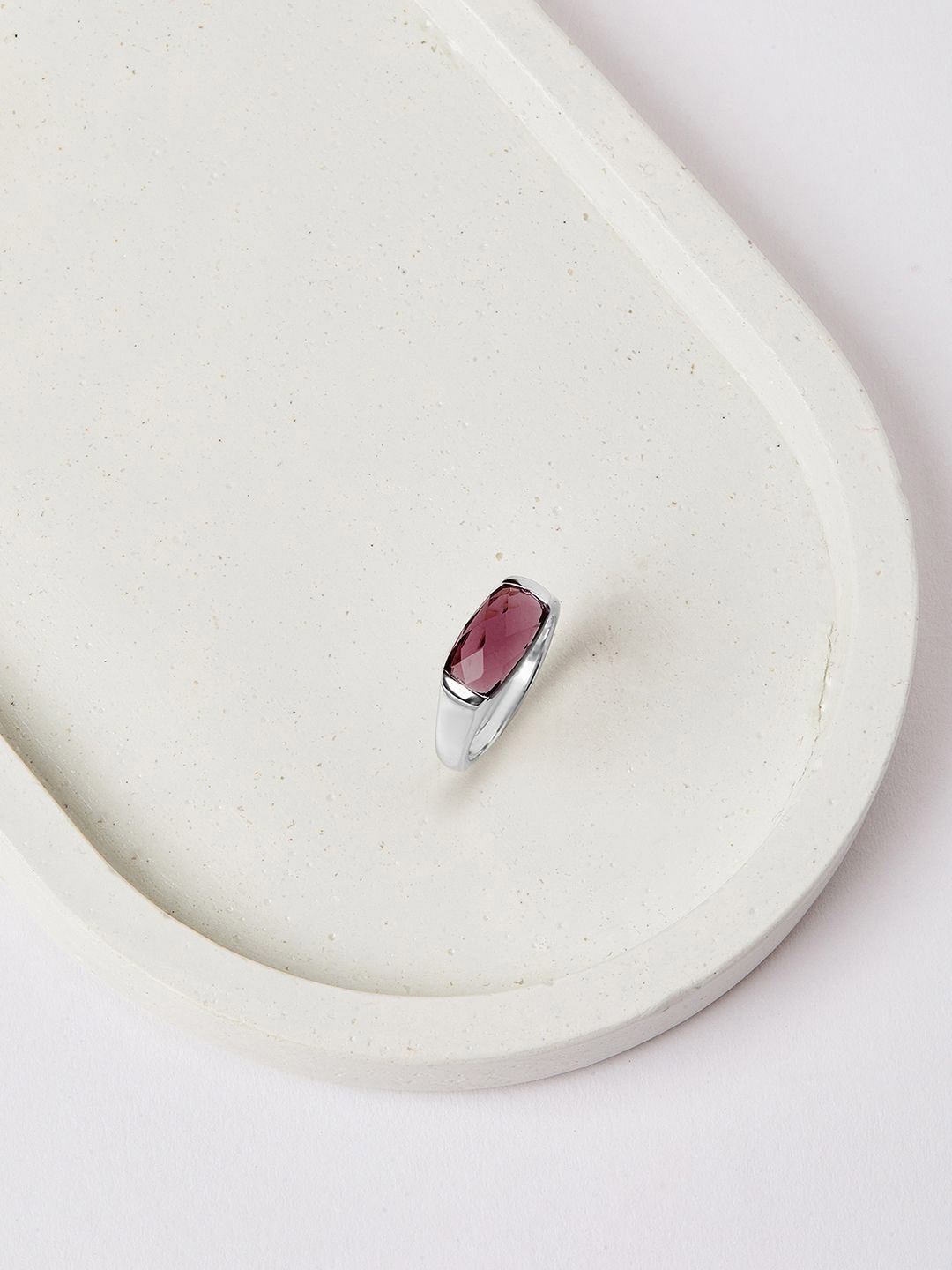

Mia by Tanishq 92.5 Sterling Silver-Plated Midnight Radiance Amethyst Finger Ring