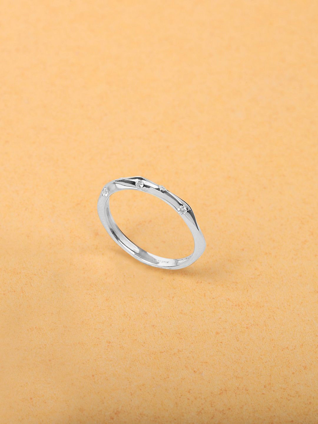 

Mia by Tanishq Gleam Loop 925 Sterling Silver-Plated CZ -Studded Finger Ring