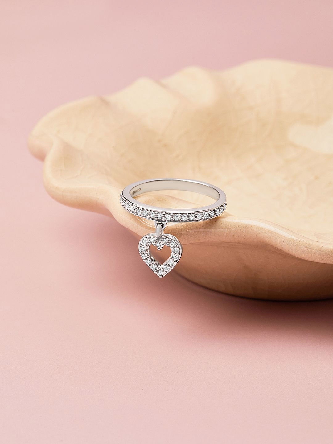 

Mia by Tanishq 925 Sterling Silver-Plated CZ-Studded Icy Heart Finger Ring