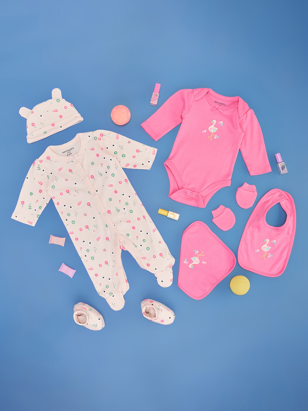 

Pantaloons Baby Boys Set Of 7 Pure Cotton Baby Apparel Gift Set, Pink
