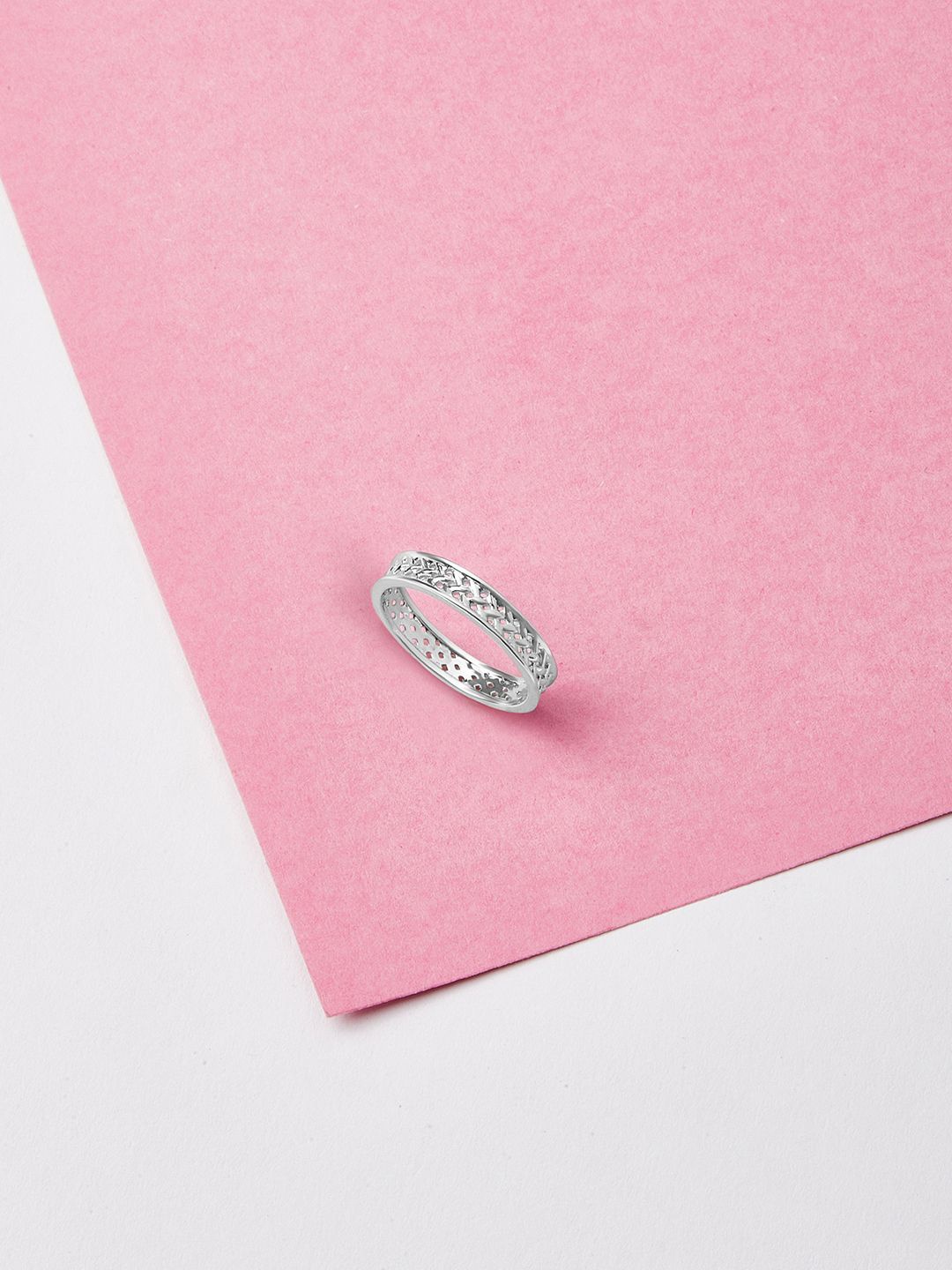 

Mia by Tanishq 92.5 Sterling Silver-Plated Geometric Finger Ring