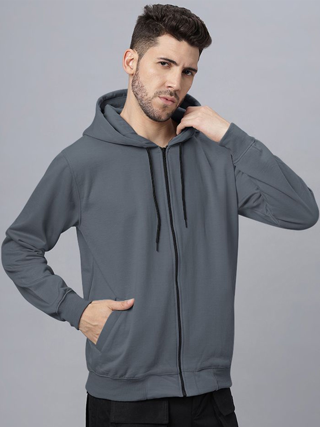 

Wear Your Opinion Men Regular Zipper Hoodie Sweatshirt, Grey