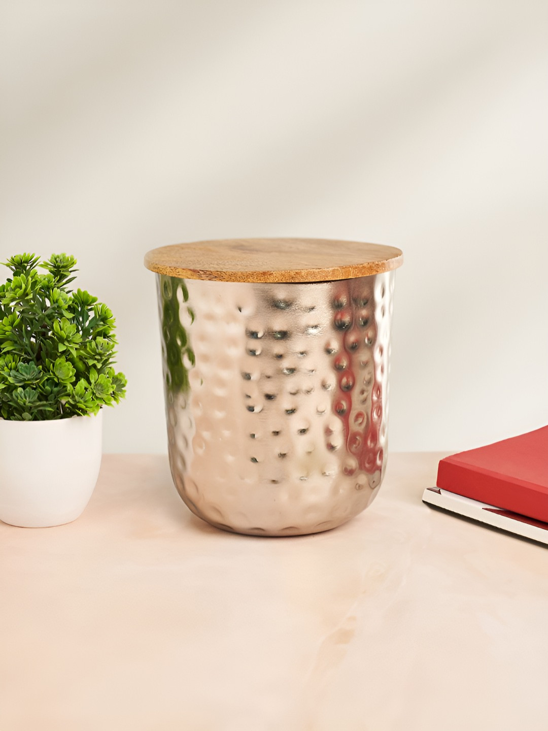 

Living scapes by Pantaloons Silver-Toned & Brown Canister Container