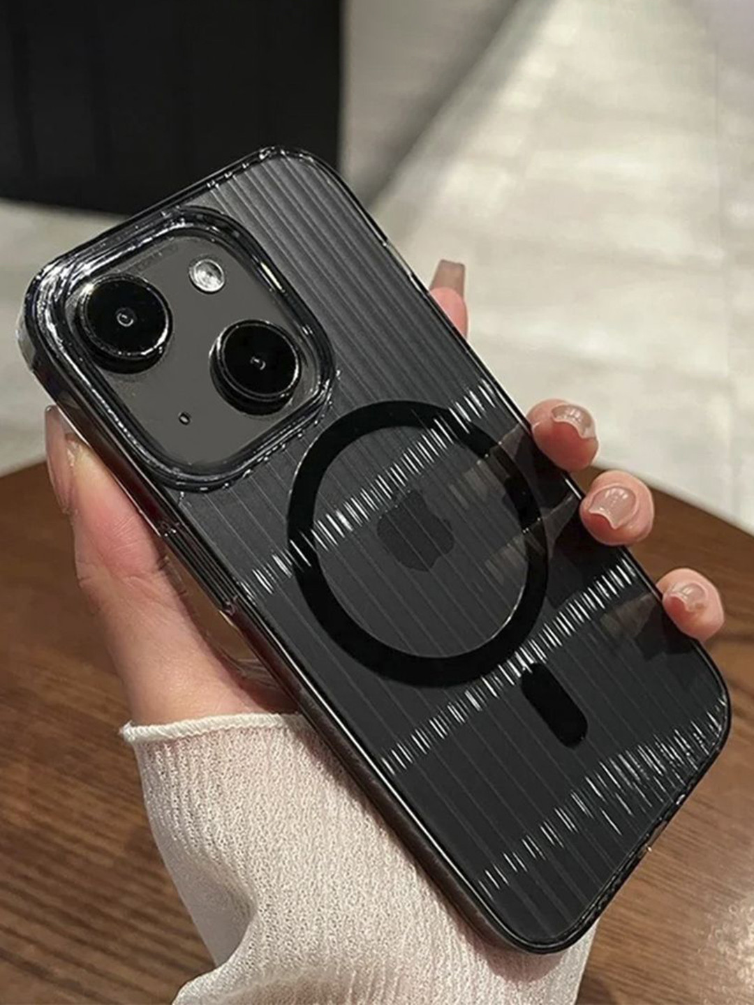 

Luxury Kase Textured iPhone 15 Plus Back Case, Transparent
