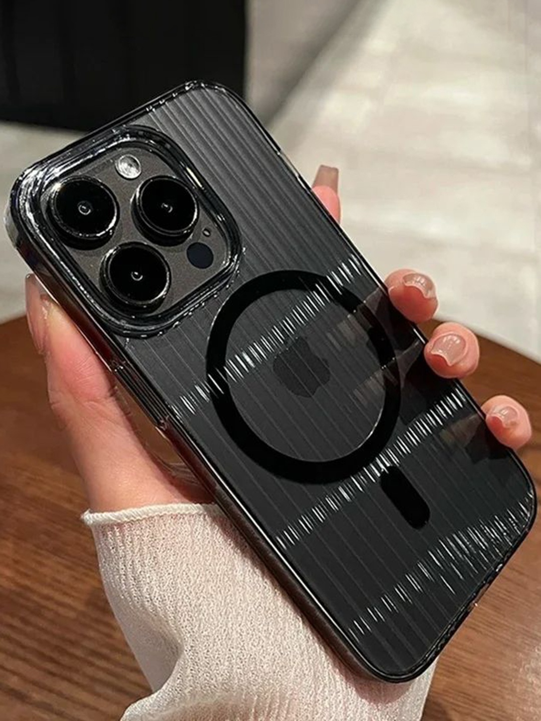 Luxury Kase Textured iPhone 13 Pro Max Back Case, Transparent