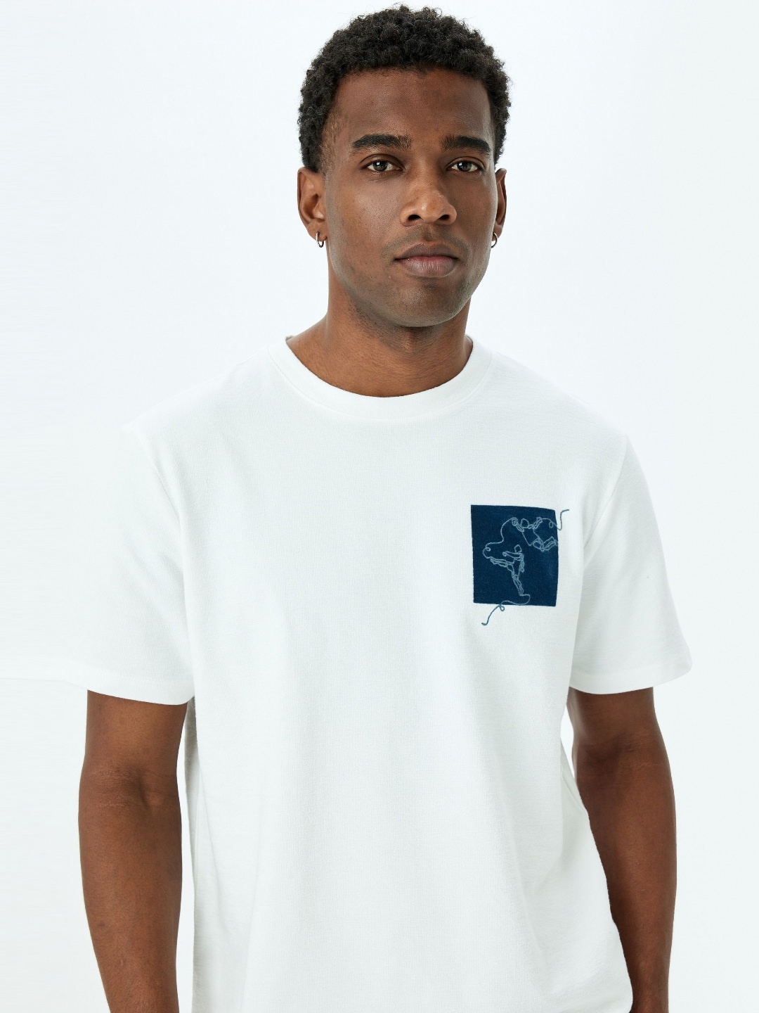 Koton Men Solid Mandarin Collar Cotton T-shirt, White