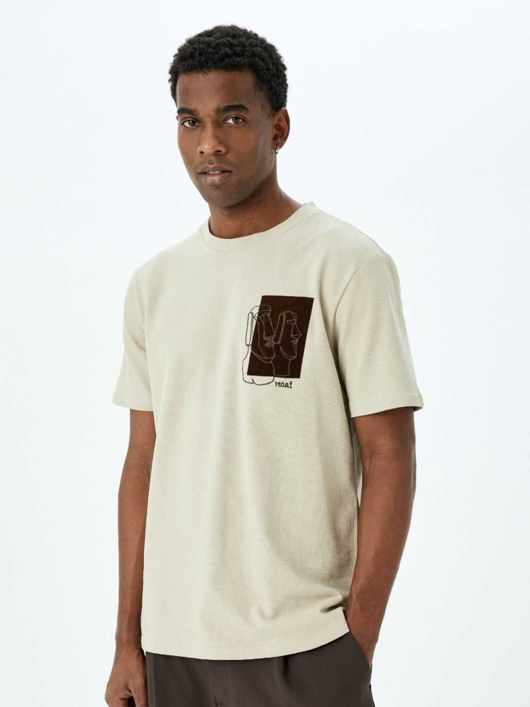 

Koton Men Solid Round Neck Cotton Relaxed Fit T-shirt, Off white