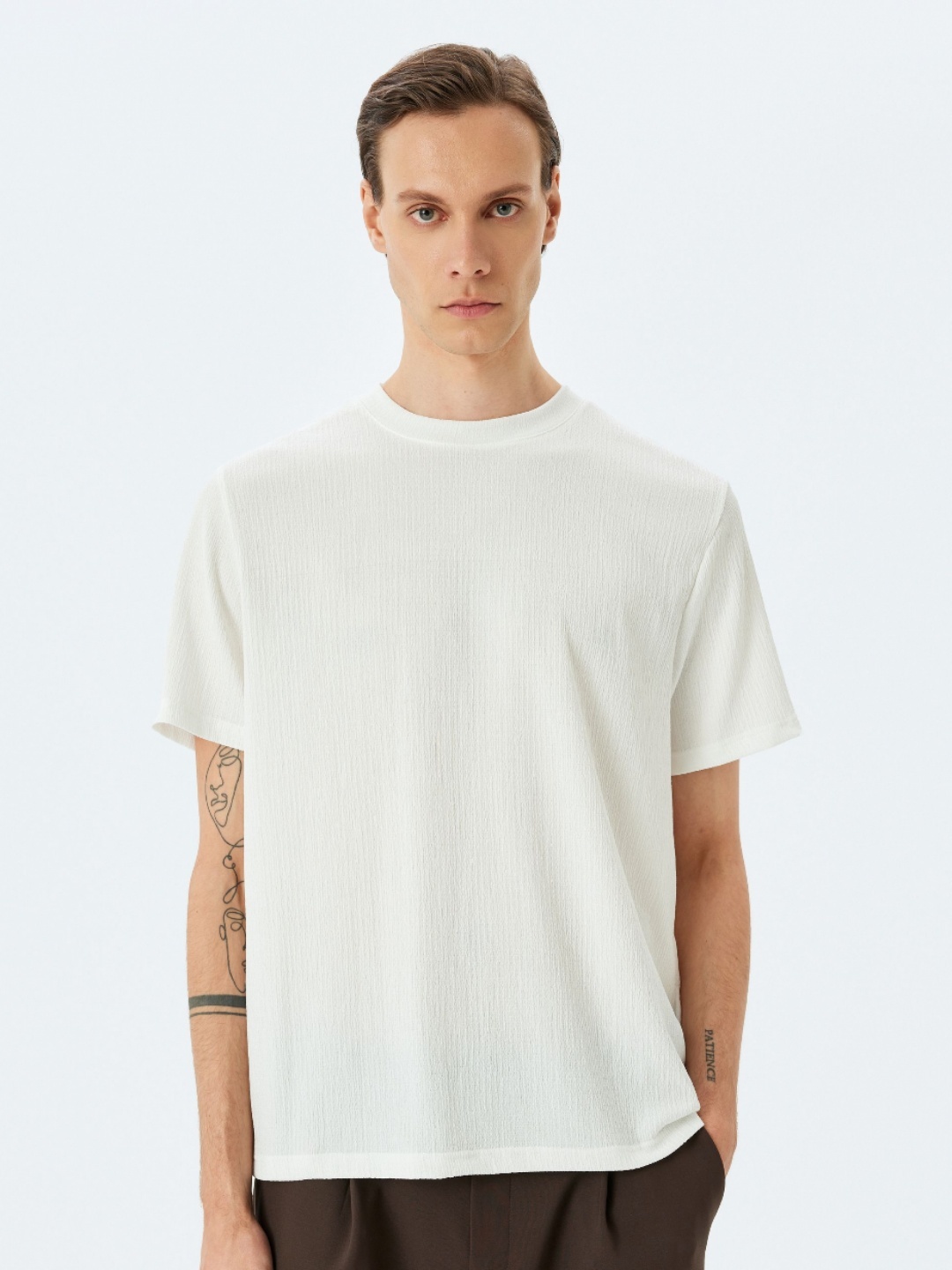 

Koton Men Self Design Round Neck T-shirt, White