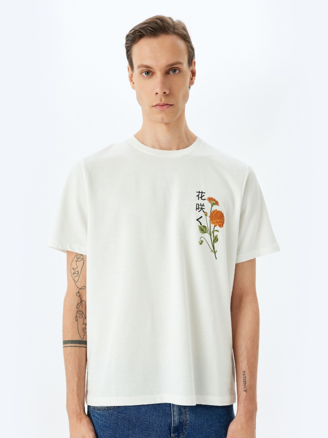 

Koton Men Graphic Printed Round Neck Cotton T-shirt, White