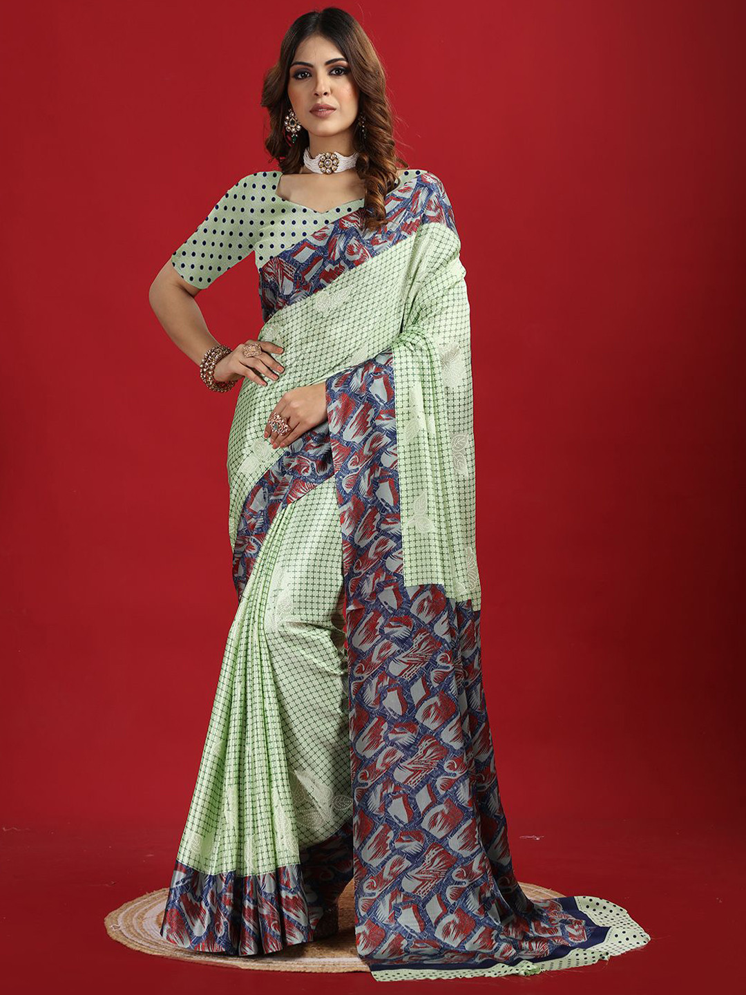 

A.V.M Prints Printed Pure Crepe Saree, Green