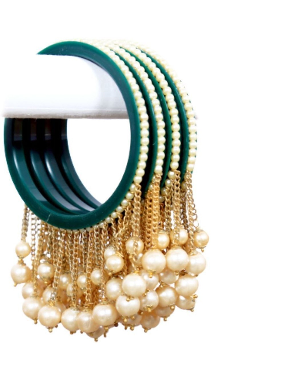 

Align Set Of 4 Gold Plated Pearls Beaded Latkan Bangles