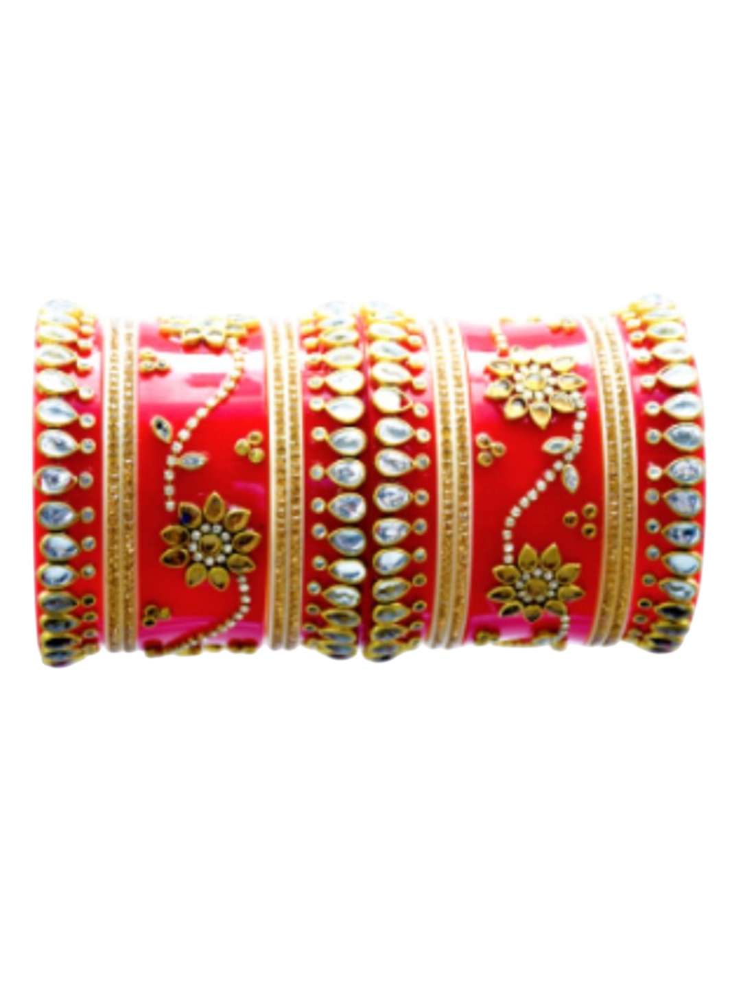 

Align Set Of 2 Gold-Plated American Diamond Stone Studded Chudas Bangles