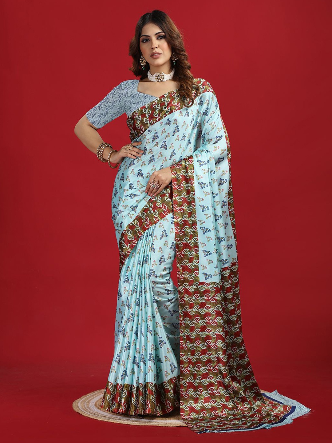 

A.V.M Prints Ethnic Motifs Printed Pure Crepe Saree, Blue