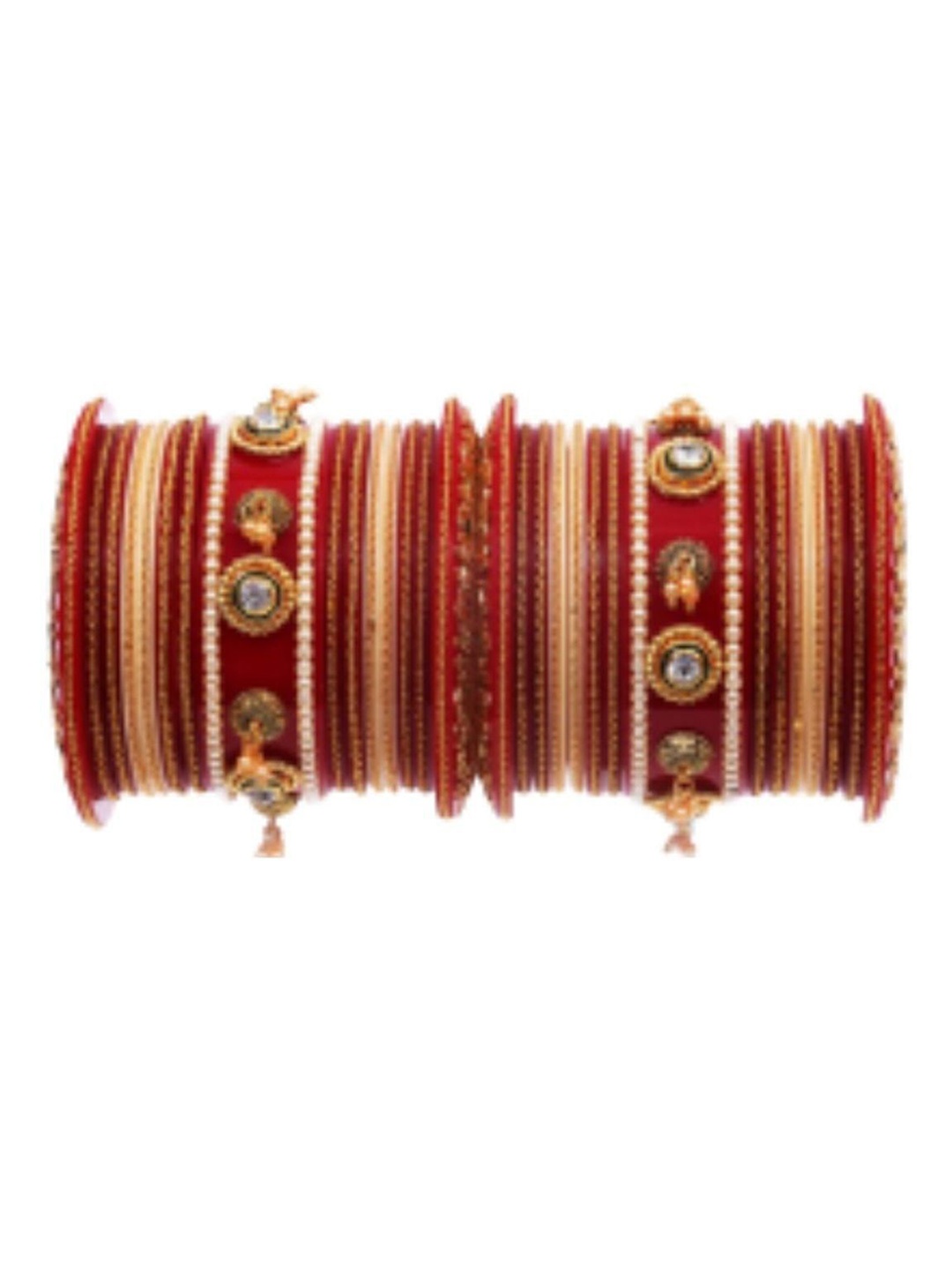 

Align Set Of 2 Gold-Plated Pearl-Studded & beaded BanglesWith Hangings