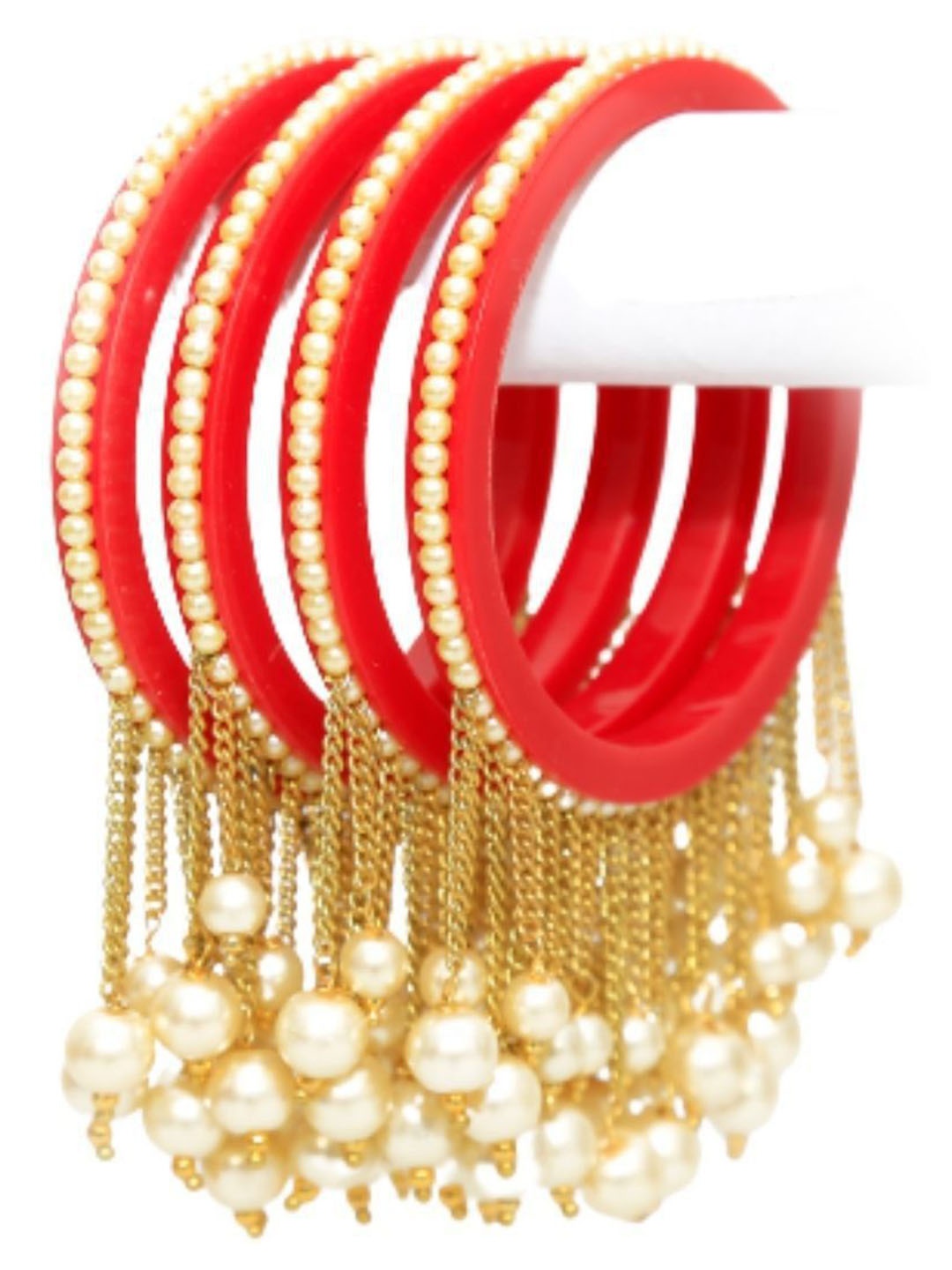 Align Set Of 4 Gold Plated Pearls Bangles