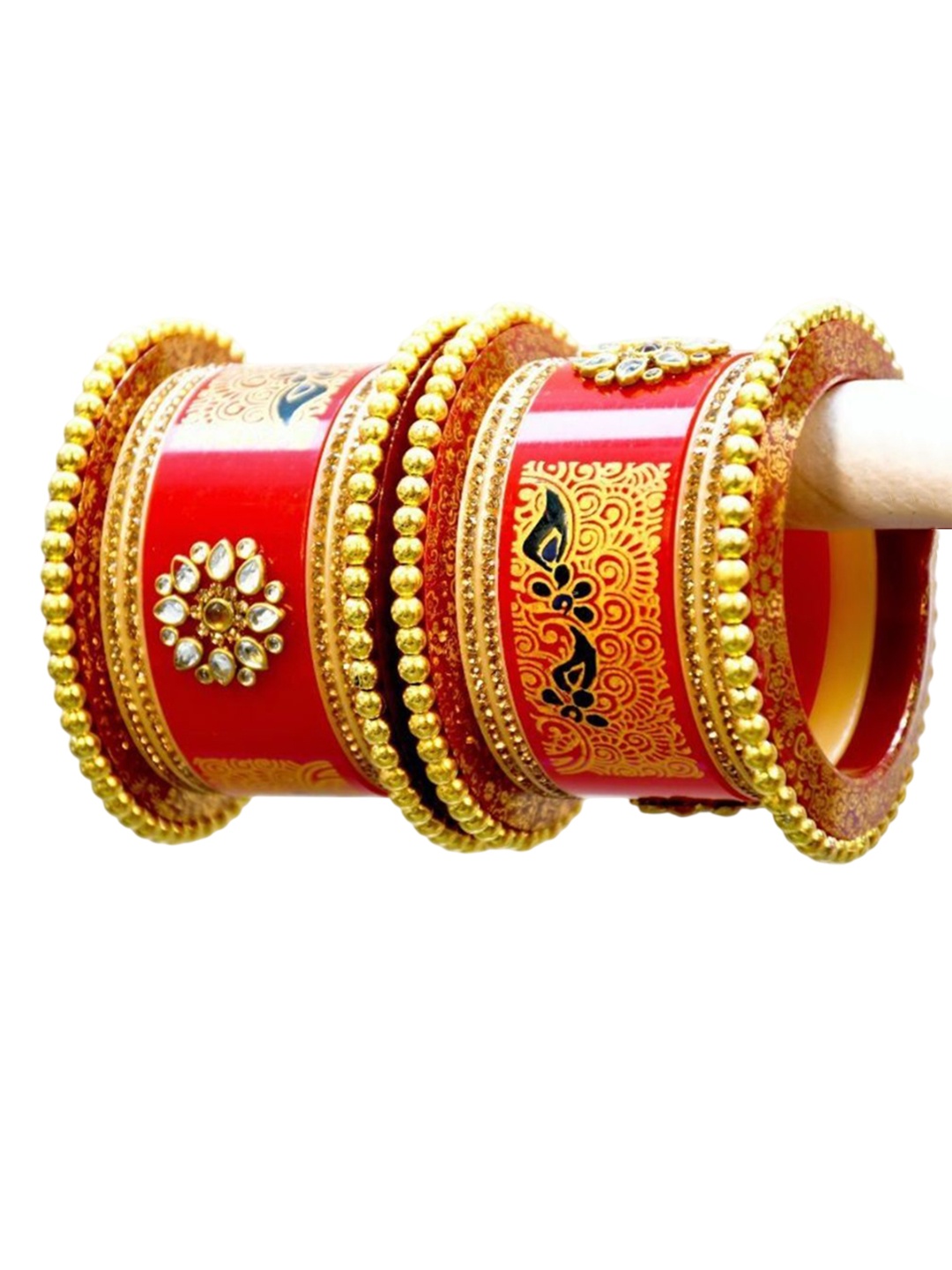 

Align Set Of 2 Gold Plated American Diamond Studded Chudas Bangles