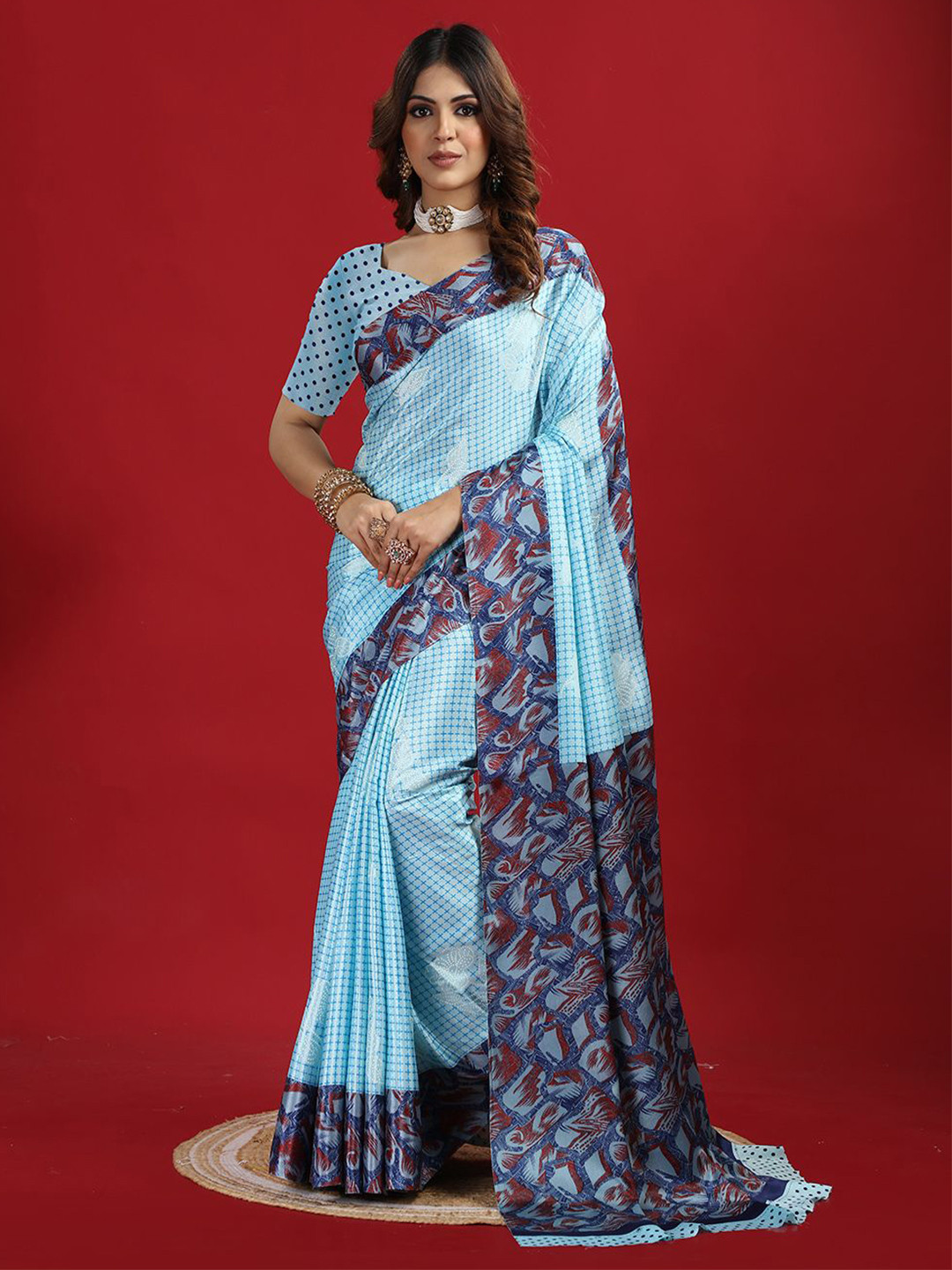 

A.V.M Prints Ethnic Motifs Pure Crepe Designer Saree, Blue