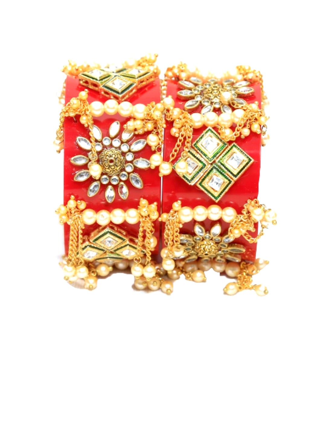 

Align Set Of 2 Gold-Plated Stone-Studded & Beaded Bangles