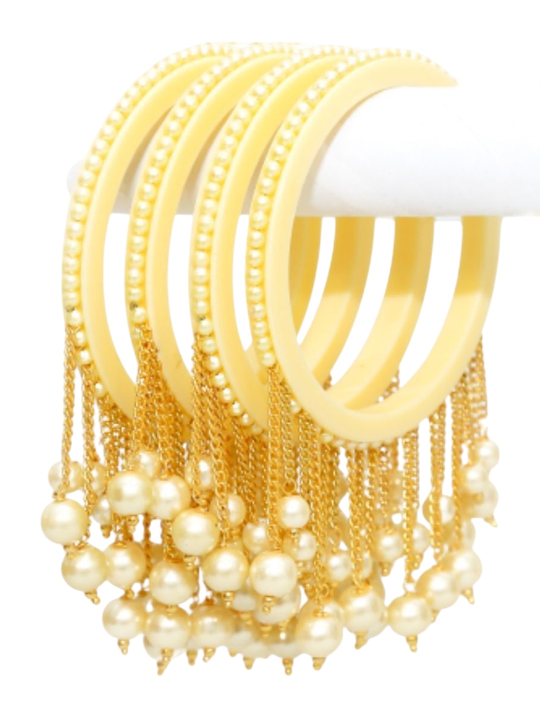 

Align Set Of 4 Gold-Plated Pearls Beaded Latkan Bangles